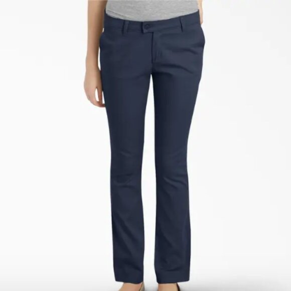 Dickies Girl's Stretch Slim Straight Pant - KP7719 - Dark Navy - Picture 1 of 1